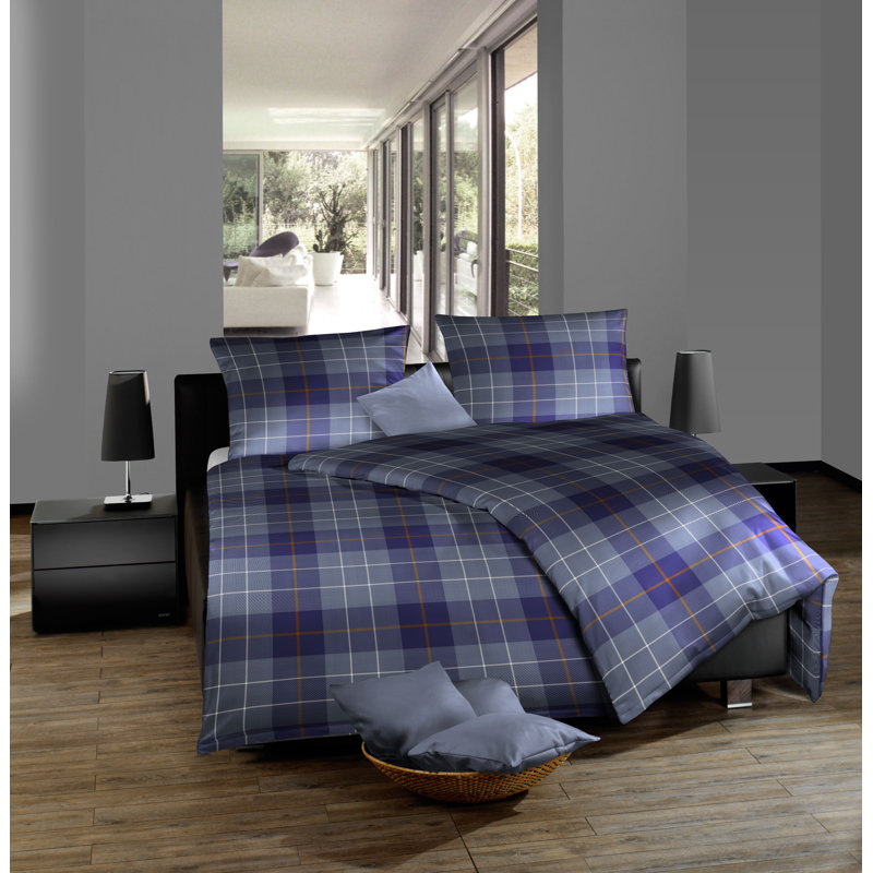 Lech Reversible Duvet Cover Set, Blue, 155 x 200 cm - 1 Pillowcase (80 x 80 cm)