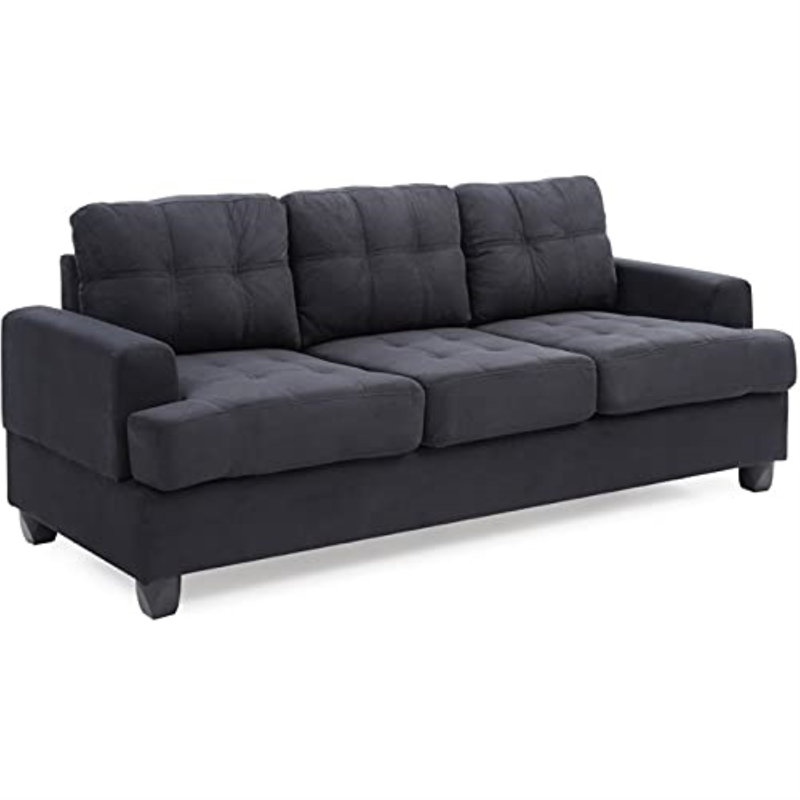 Gilmore Upholstered 79'' Sofa, Black Microfiber/Microsuede
