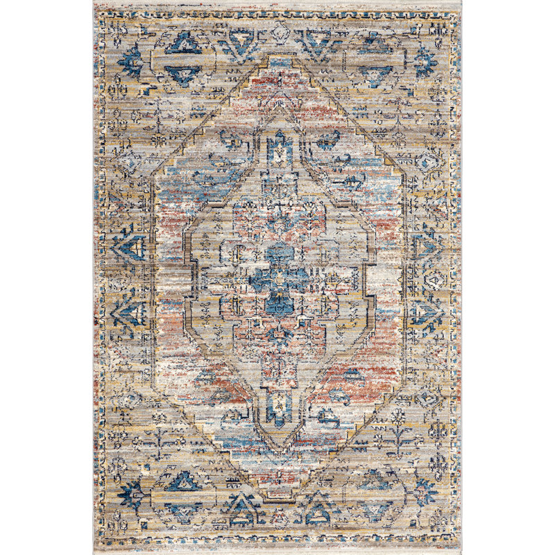 Citrana Traditional Medallion Fringe Area Rug, Rectangle 5'3" x 7'3"