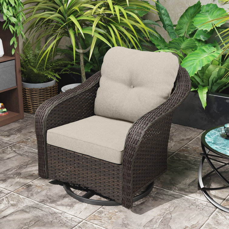 Mudassir Swivel Wicker Outdoor Lounge Chair