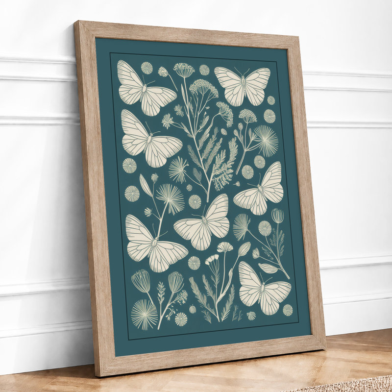 Butterflies and Botanicals Botanical - Framed Print, A2 - 59.4 x 42.0 cm, Oak