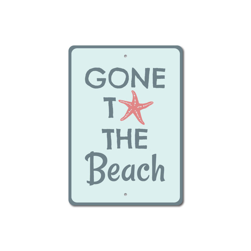 Panneau «Gone To The Beach», H 14 po x l 10 po x P 0,04 po