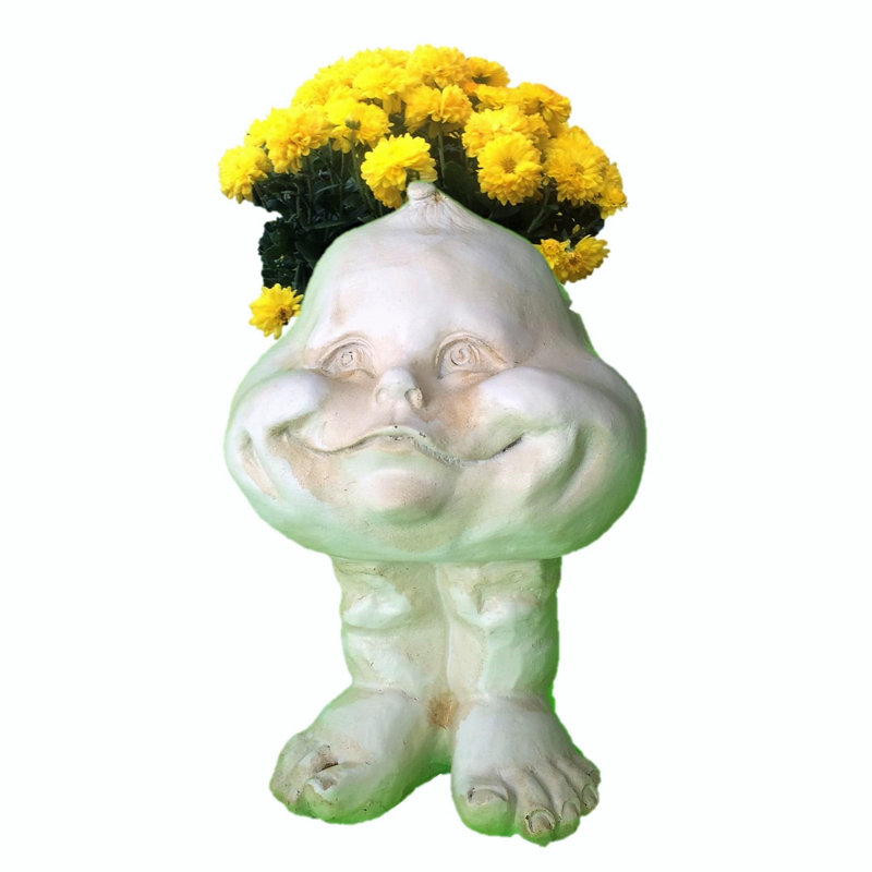 Muggly's Lil Baby Face Statue Planter, Antique White