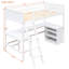 Lit mezzanine simple avec étagère et bureau, pin massif, support pour étude, structure de tablette de poids de 155 lb, peu encombrant, 14 lattes