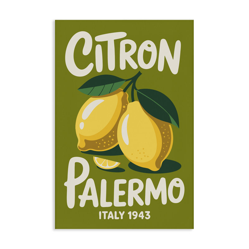 Toile Citron Palermo Lemons, conception par Andreas Magnusson, H 30 po x l 20 po