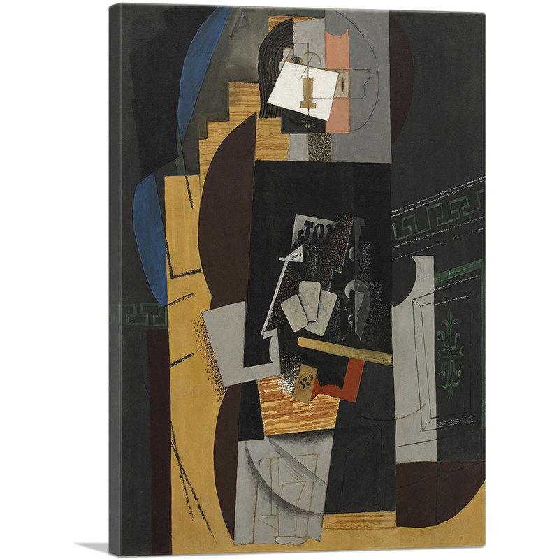 «Card Player 1913» par Pablo Picasso, reproduction d'art graphique sur toile tendue, H 40 po x l 26 po x P 1,5 po