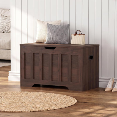Storage Bench with Safety Hinges, Wooden Toy Chest & Storage Cabinet