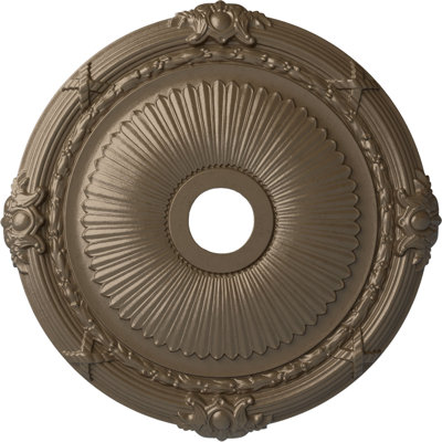 Endurathane Heaton Ceiling Medallion, 27 1/2"OD x 3 7/8"ID x 2 1/4"P (Fits Canopies up to 6 1/2"), Hand-Painted Warm Silver Finish
