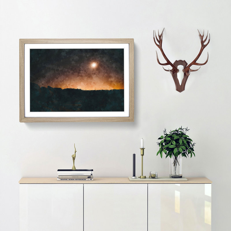 Glow from the Sky - Picture Frame Painting Print, 62cm H x 87cm W x 2cm D, Oak Framed