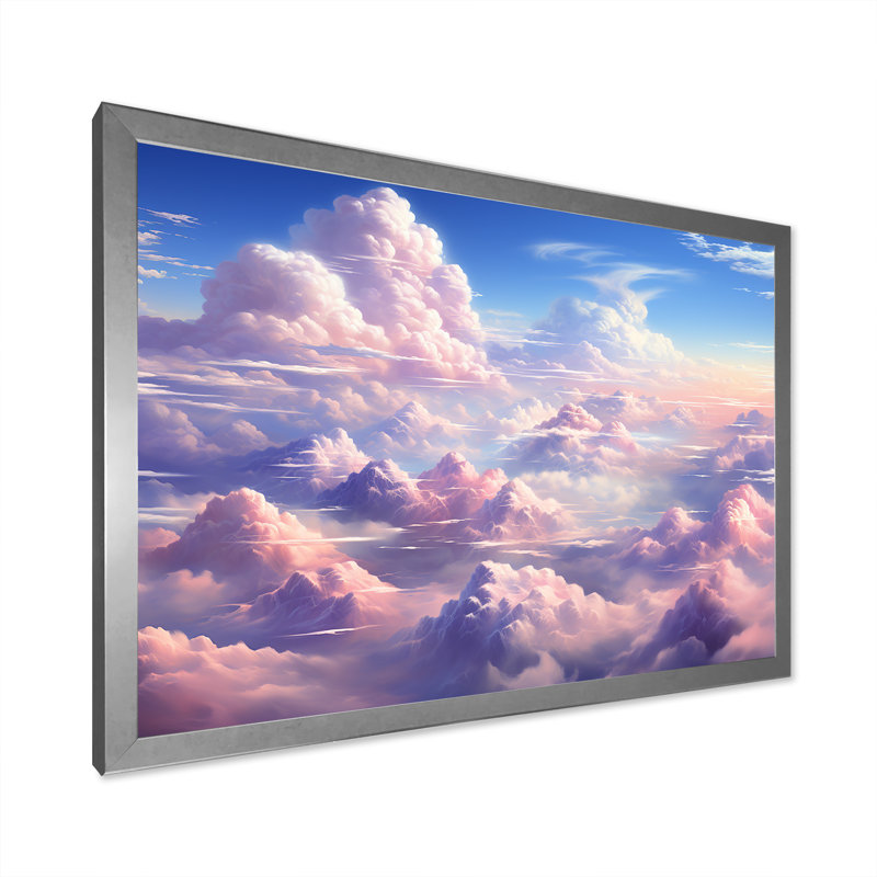 Kawaii Landscape Clouds I sur impression sur toile, Cadre photo argenté, H 30 po x l 40 po x P 1,5 po