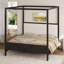 Grand lit plateforme à baldaquin en bois avec tête de lit tapissier, sans sommier, noir (ETA: 6/5)-1311575058-1311575061