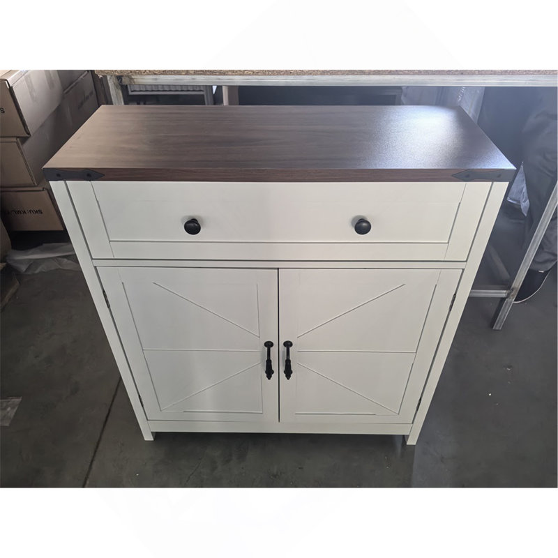 Armoire de rangement Farmhouse avec tiroir et tablette réglable avec comptoir en noyer, armoire à café moderne pour la cuisine, la salle à manger, la salle de bain et le vestibule