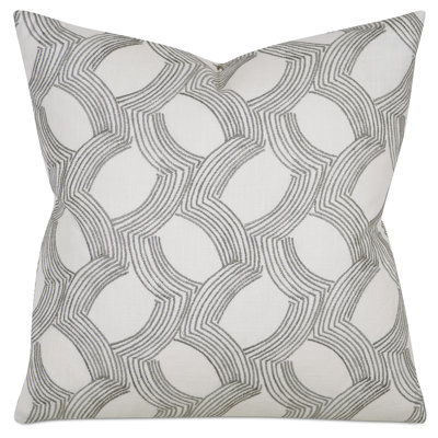 Logan Embroidered Cotton Blend Reversible Throw Pillow