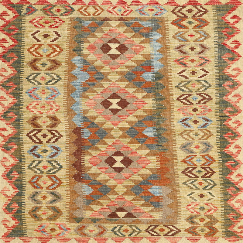 Tapis beige/noir contemporain, Carré 4 pi