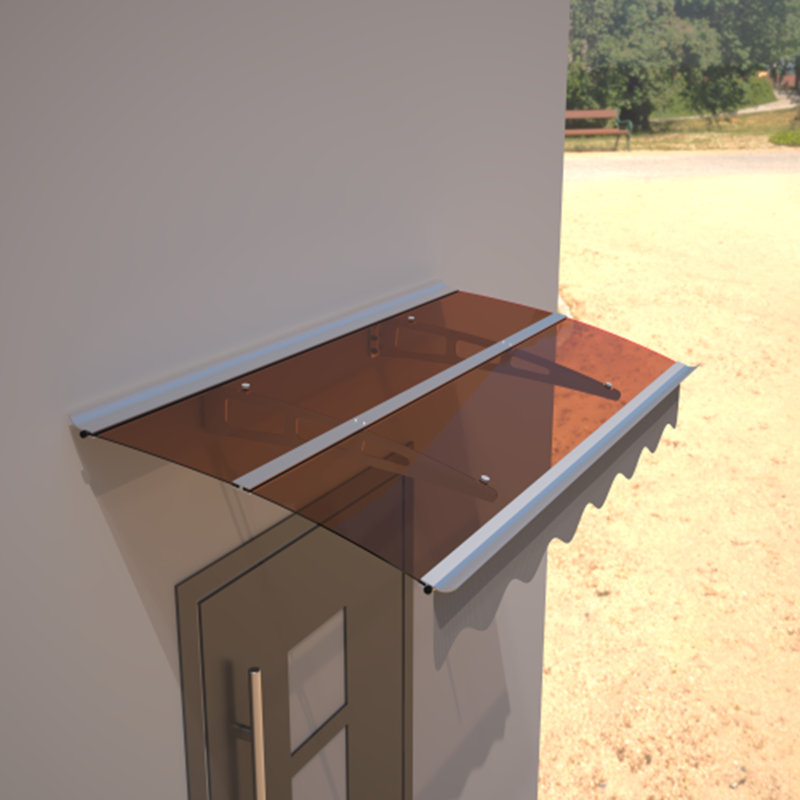 (Conceptual Duplicate Removed) Polycarbonate & Aluminum Door Window Awning Canopy - Masonry Wall Compatible, Gray/Brown