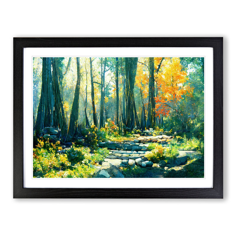 Countryside Forest - Single Picture Frame Painting, Black, 25cm H x 34cm W x 2cm D