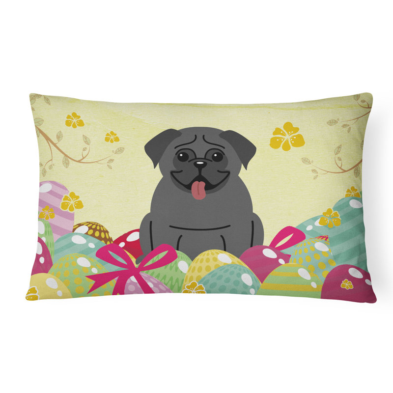 Coussin lombaire rectangulaire carlin de pâques œufs, Noir