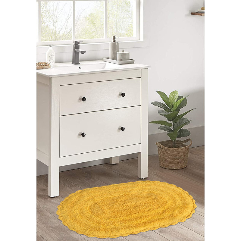 Tapis pour salle de bain 100% coton, Jaune