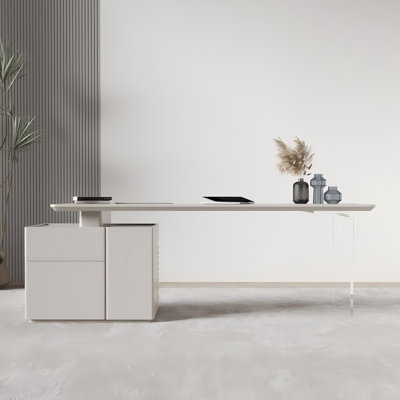 62.99"Simple Milk Tea Color Rectangle Credenza Desk
