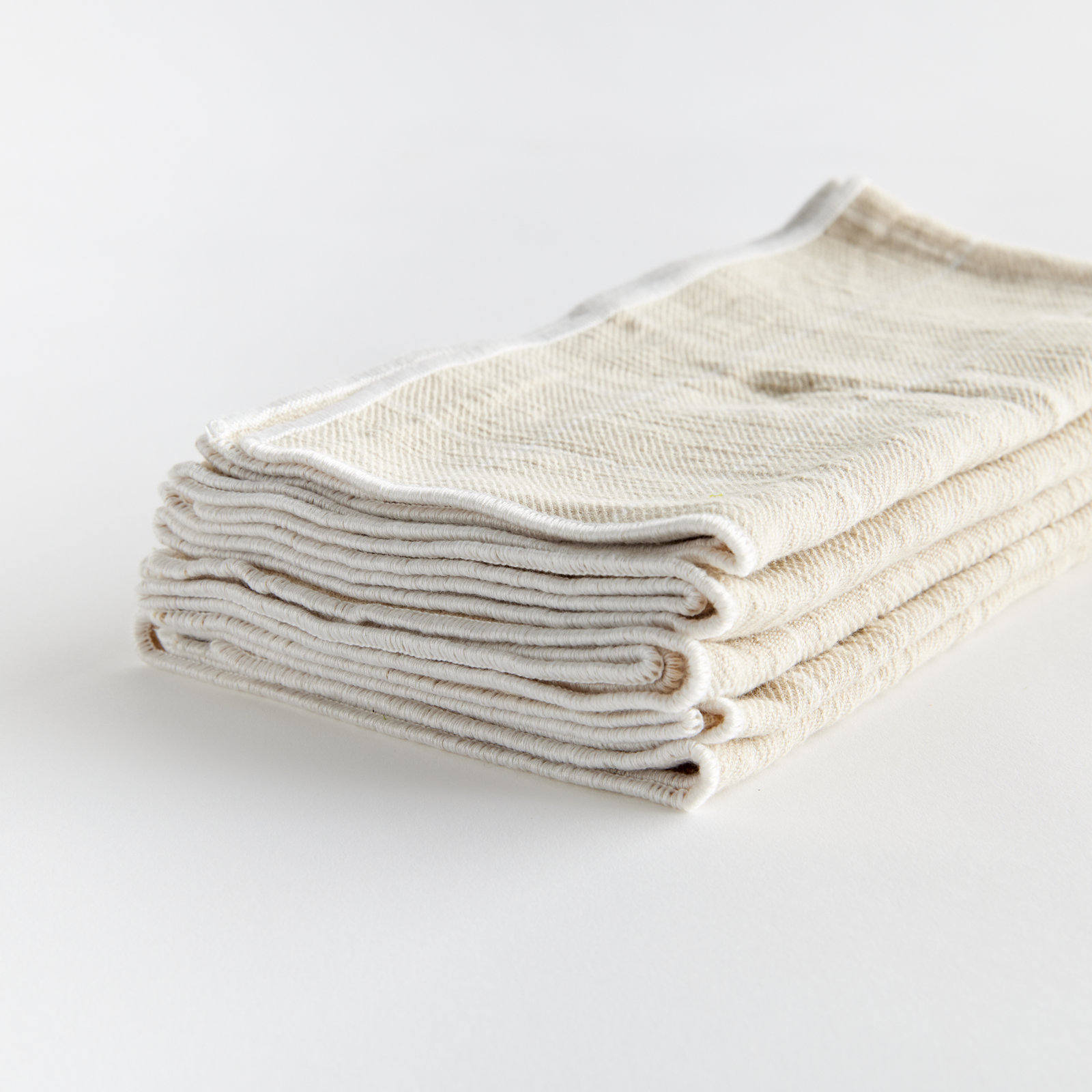Eggett Reversible Cotton Napkin, Checkered, Taupe/White, Straight Seam