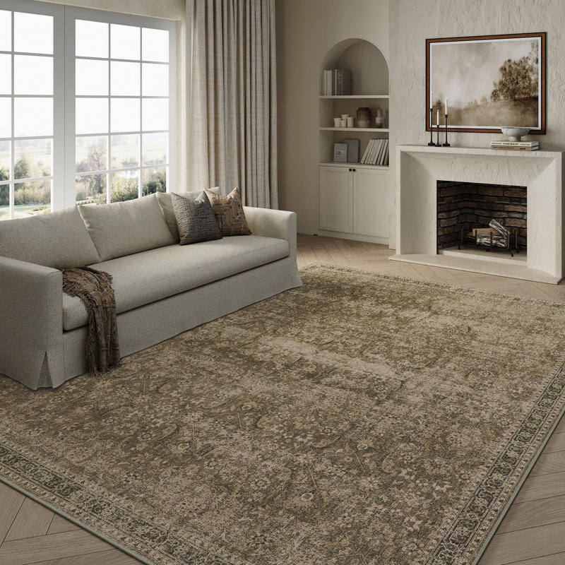  Tapis oriental lavable à la machine Hannah avec envers antidérapant, Rectangle 9 pi x 12 pi