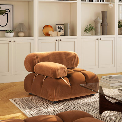 Fauteuil modulaire à bulles 36 po Marcel, velours performance vert olive Marcel