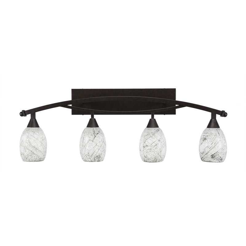 Barre d'éclairage de salle de bain à 4 lumières Eisenhauer Bow avec verre en fusion 5 po, Bronze