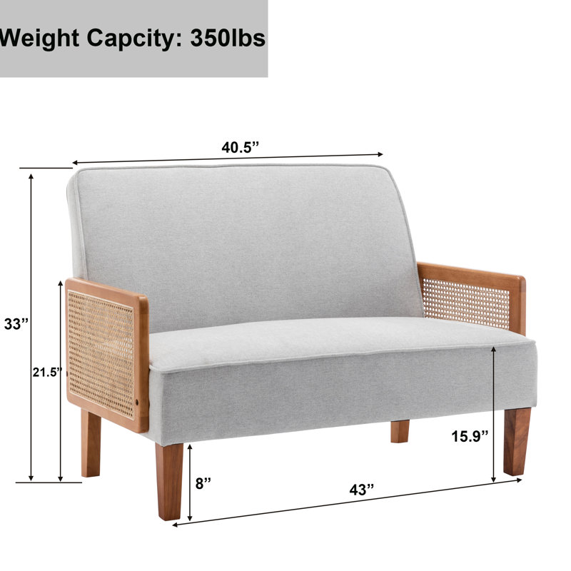 Arminas 43'' Upholstered Loveseat, Gray