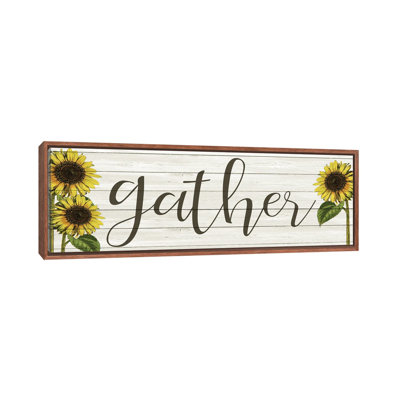 Sunflower Gather 1 Piece Single Picture Frame and Floater Frame Panoramic Wall Art on Canvas