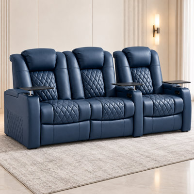 Power Zero Gravity Top Grain Leather Home Theater Recliner Seating