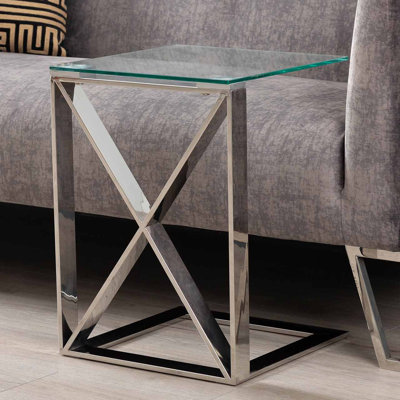 Horatio C Shape Sofa Table for Living Room Furniture, 55cm Metal Bed Side Table, End Table