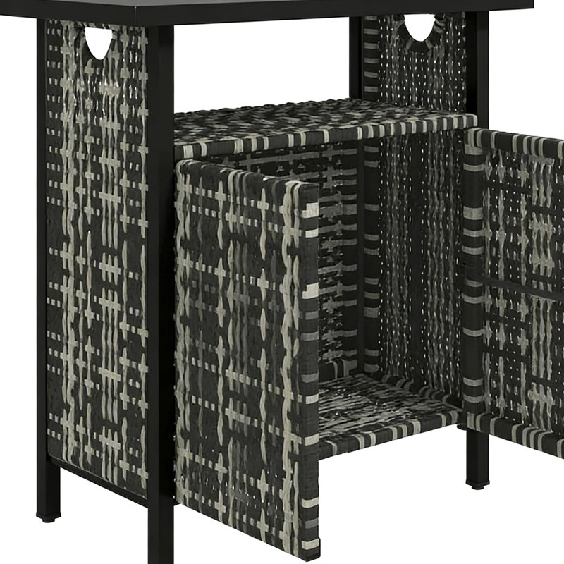 Table basse d'extérieur avec rangement pour serviettes, spacieuse et résistante aux intempéries, sur une structure en acier élégante. Armoire de rangement avec cadre fiable pour piscine.