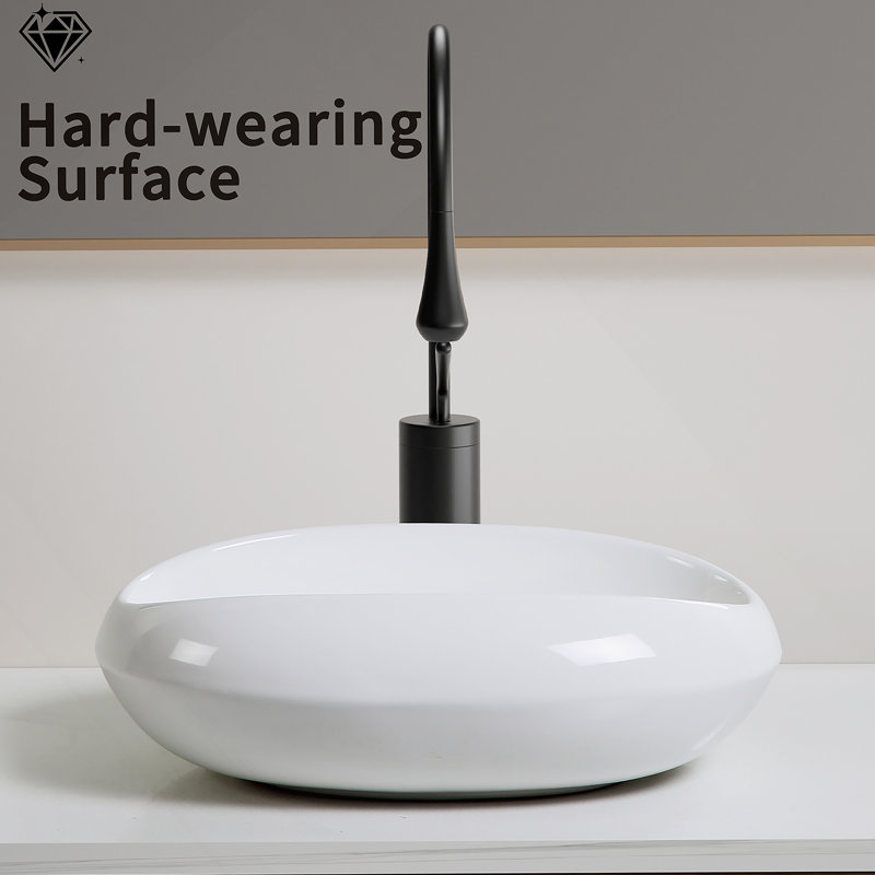 Oval Ceramic Vessel Sink For Small Countertops