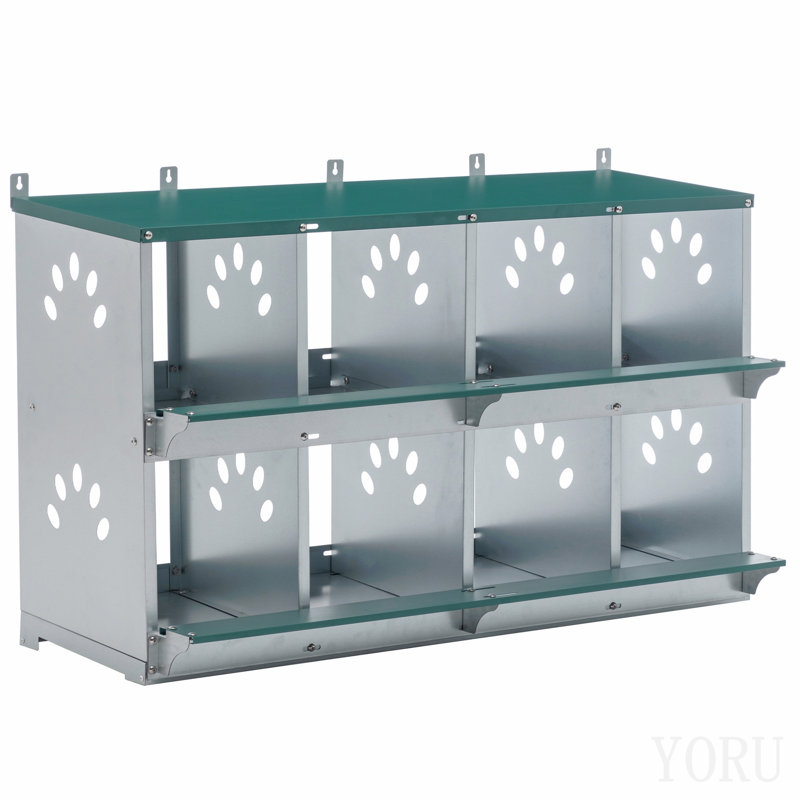 Boîte de nidification à 8 compartiments pour poules pondeuses, poulailler en métal, fixation murale pour poules, poules et poulailler