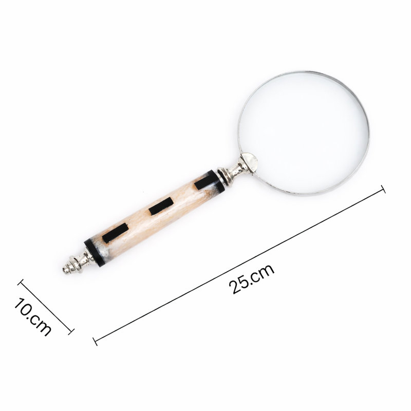 Resin Handle Magnifying Glass with Steel Frame - Black & White 