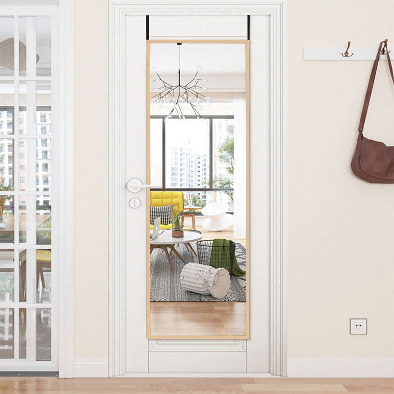 Heulyn Rectangle Metal Frame Over the Door Full Length Mirror, Gold, 118cm x 28cm