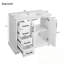 Meuble-lavabo avec lavabo en céramique, tablette réglable et 3 tiroirs-2058397502