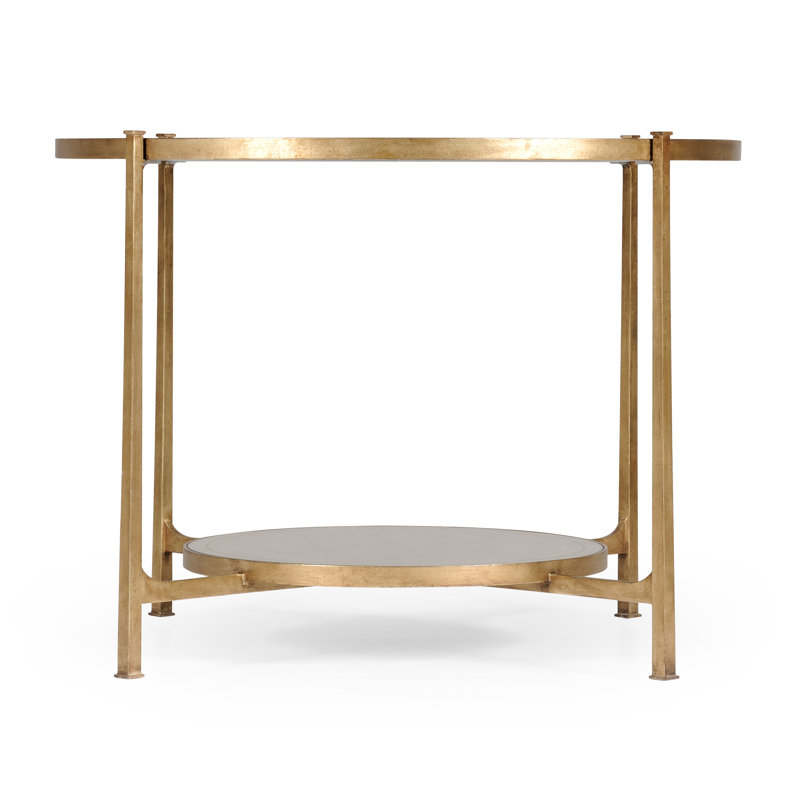Luxe Round Glass Dining Table, Gilded Iron