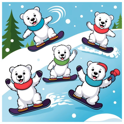 Tapisserie murale «Snow Bears» - dessin mural