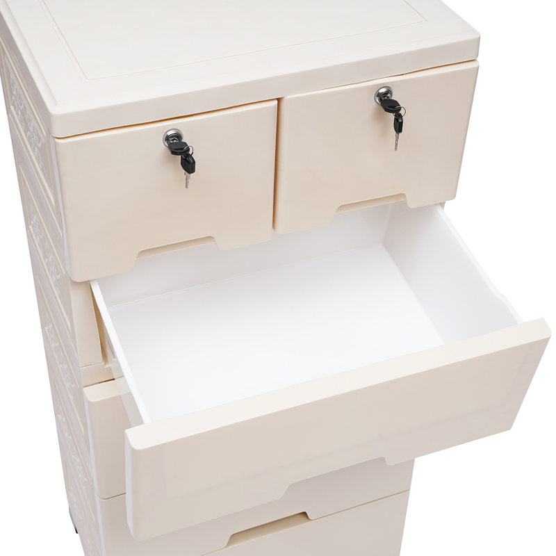 Armoire de rangement en plastique 6 tiroirs Julane, Ivoire