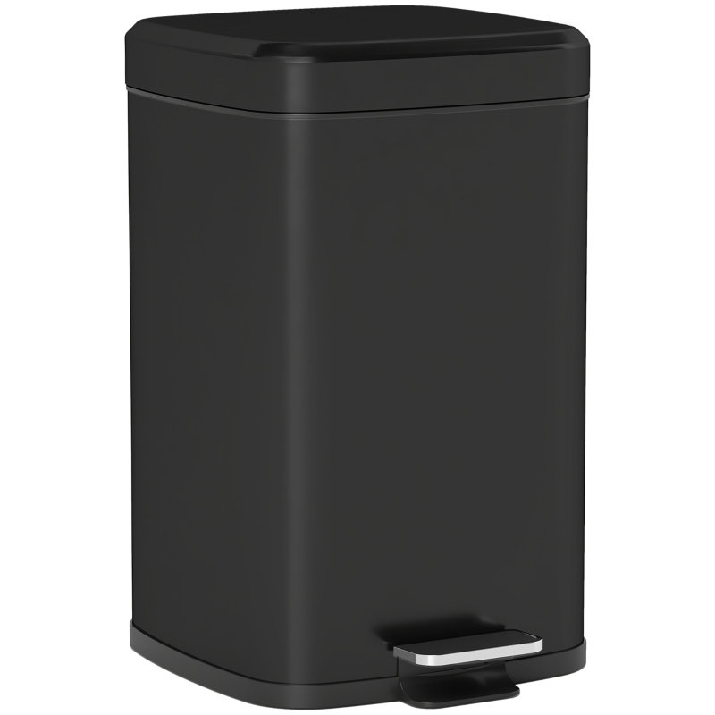 20L Boxy Metal Home Kitchen Bin 35*28*45 cm Metal 1 Piece Box Bin Light Blue Soft-Close Lid, Black