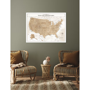 Vintage Push Pin United States Map Canvas Wall Art, Oversized US Travel Map Print for Home, Office, Study or RV, Push Pin Board Decor to Track Your Travels, Ready to Hang