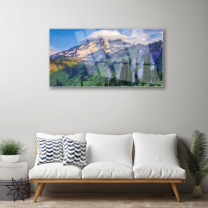 Landscape Mountain Forest - No Frame Print on Glass