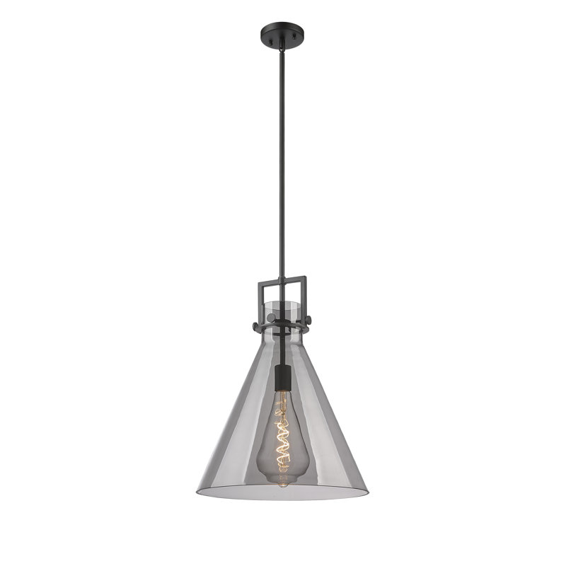 Coterie 1 - Light Single Drop Pendant Pendant, Plated Smoke, 20.38" H x 16" W x 16" D, Matte Black