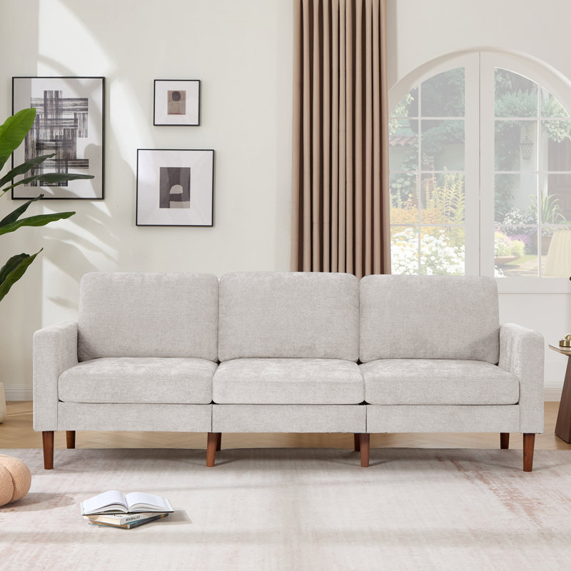 91.73'' Upholstered Square Arm Sofa Silver Gray Chenille, Silver Gray Chenille