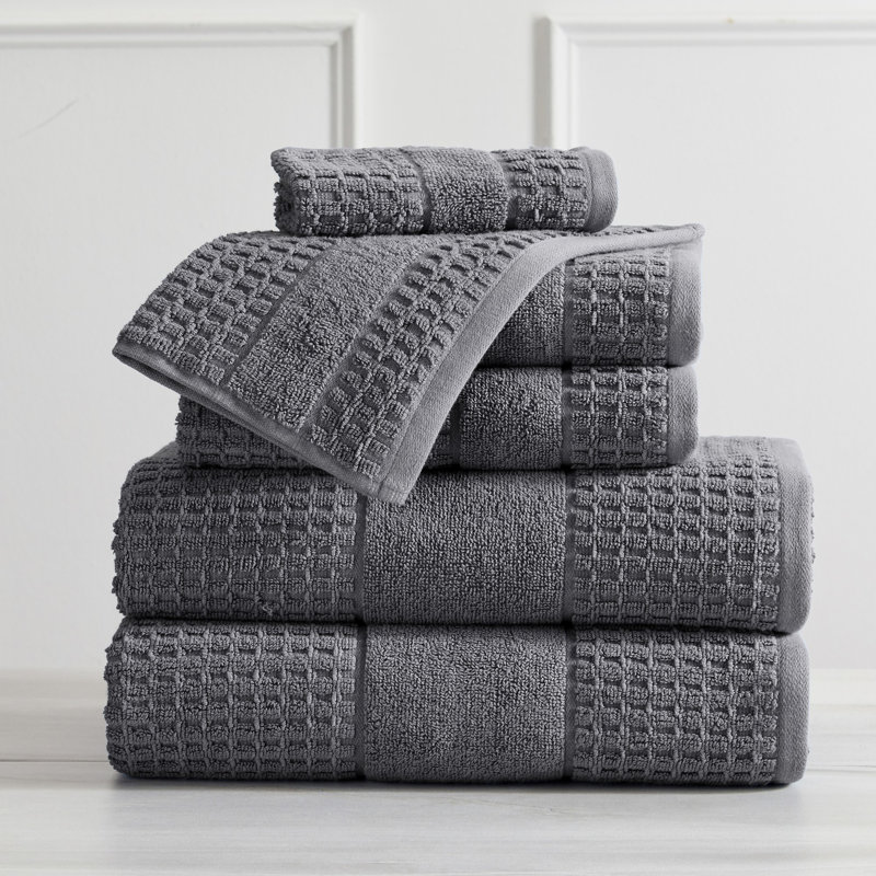 Aneko 100% Cotton Midweight Waffle Mulit-Size Set, Dark Gray