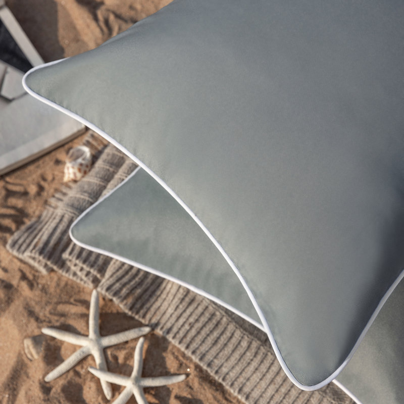 Gray Waterproof Outdoor Square Throw Pillow Set, 18" x 18"