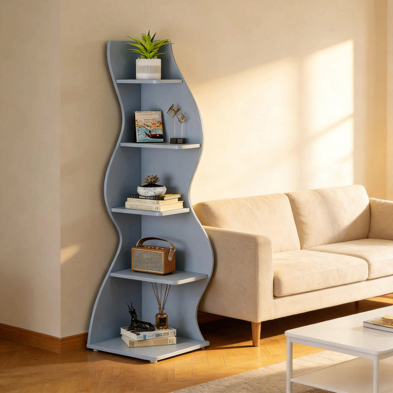 Elegant Bookcase,Spacious Wall Corner Bookshelf
