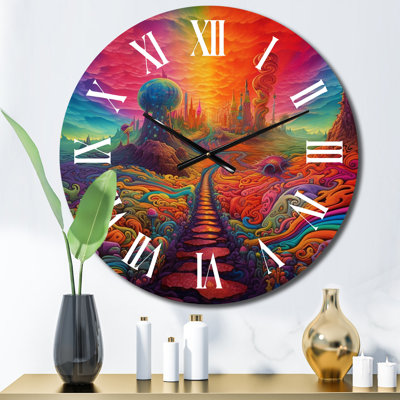 Horloge murale paysage abstrait The Obstacle Is Path Dreamy Rainbow Mountains III