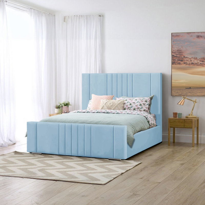 Mohiuddin Upholstered Ottoman Storage Bed, UK King - DE 150 x 200 cm, Sky Blue